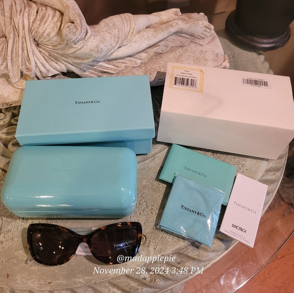 Tiffany & Company TF4103 Sunglasses Havanah Crystal Embelished Pearl Luxury #127 - Picture 3 of 15